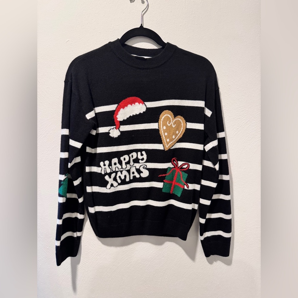 H&M Black and White Festive Sweater